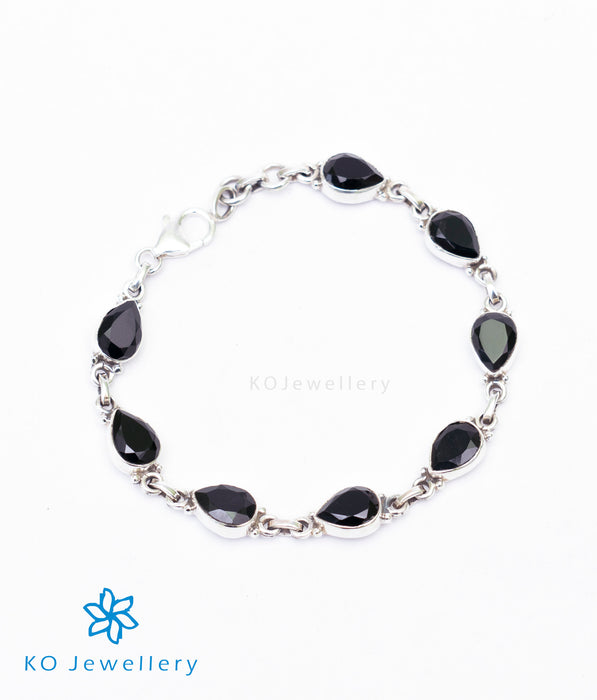 The Chaya Silver Gemstone Bracelet(Black)