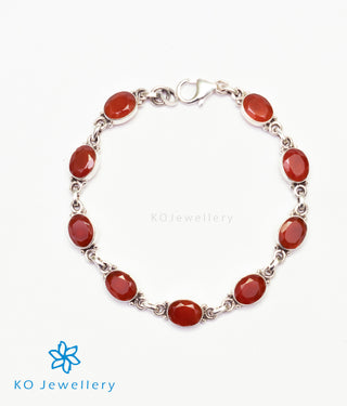 The Pranit Silver Gemstone Bracelet(Red)