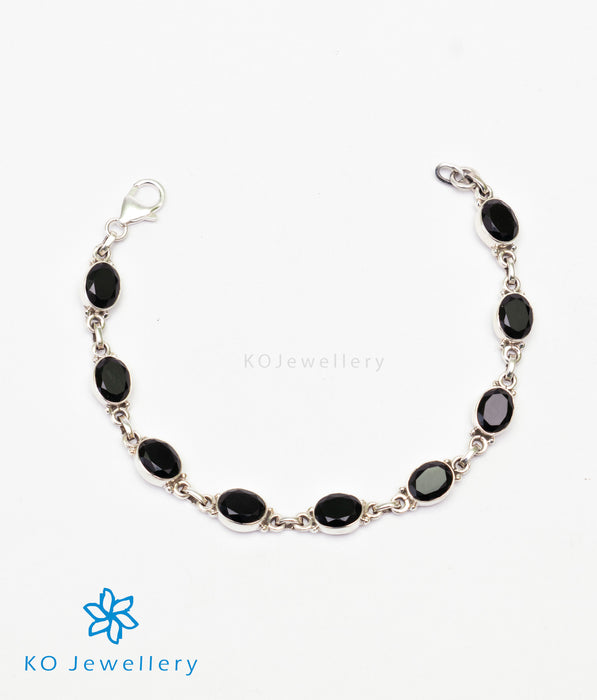 The Pranit Silver Gemstone Bracelet (Black)