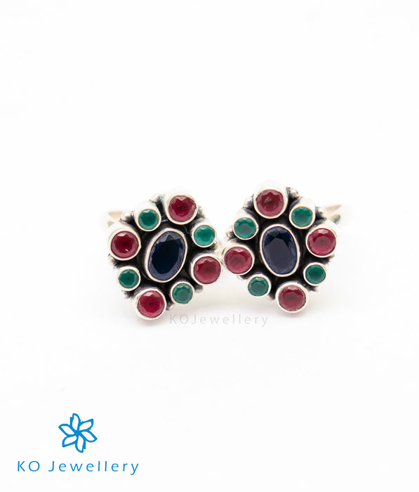 The Pahal Silver Toe-Rings (Multicolour)