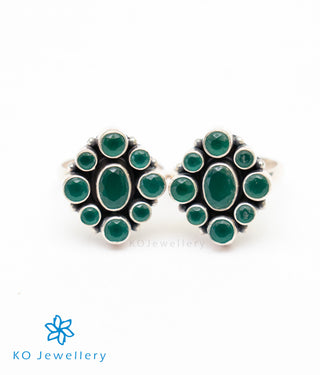 The Pahal Silver Toe-Rings (Green)