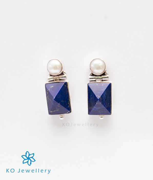 The Chaya Silver Gemstone Earrings(Lapis Lazuli)