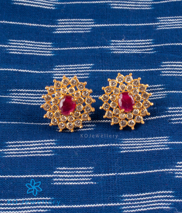 The Sharva Silver Ear-studs (Red)