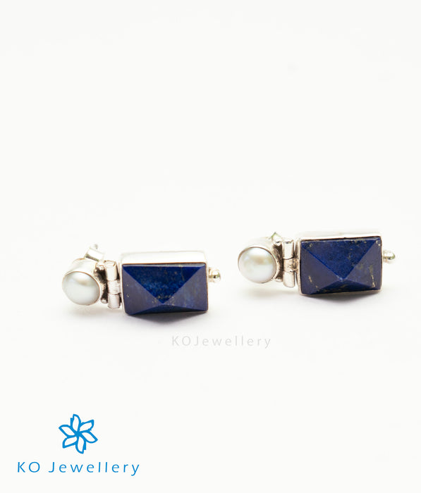The Chaya Silver Gemstone Earrings(Lapis Lazuli)