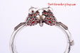 silver kada in red with love theme and love birds