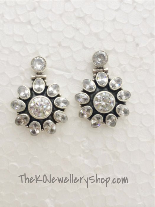 Cubic zircon studded charming indian silver jewellery 