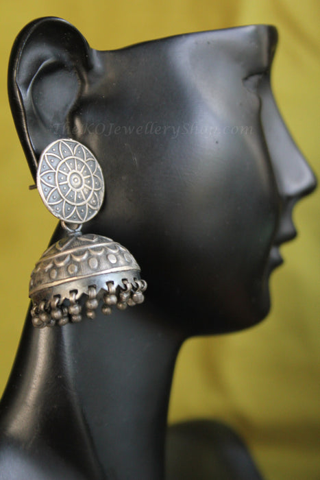 The Dhruva Silver Antique Jhumka