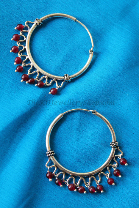 Festive collection silver hoop earrings