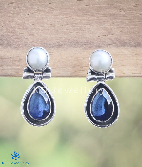 The Abha Silver Earrings(Blue)
