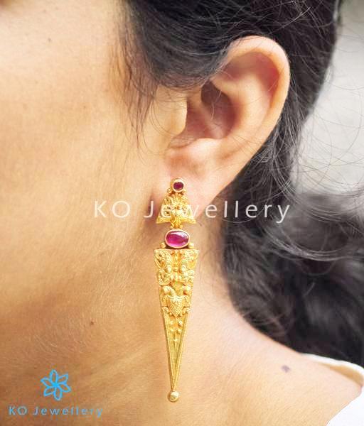 traditional South Indian temple jewellery gold dipped earrings
