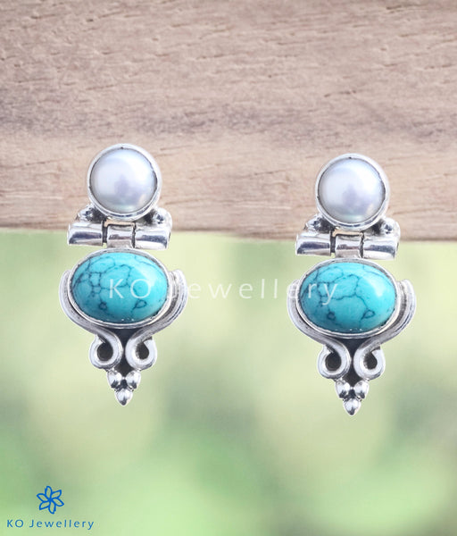 Real turquoise and pearl earrings online shopping India