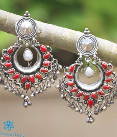 Tarak Silver Earrings | Silver Earring Online India | MohabyGeetanjali