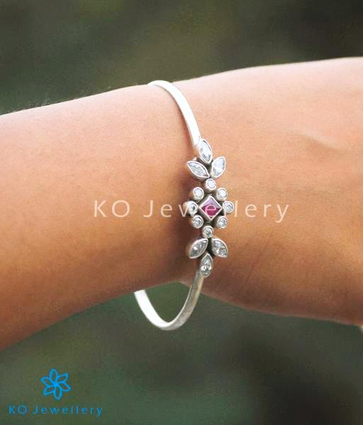 Real gemstone silver bangle designs online shopping India