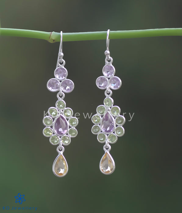 Silver and gem-studded elegant earrings for work