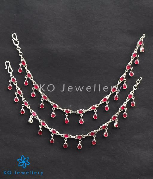 Finely handcrafted red zircon and silver anklets for your feet