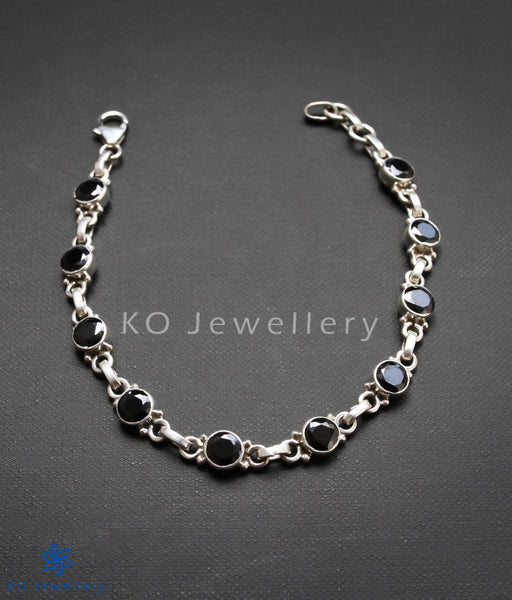 Classy black zircon silver bracelet for formal wear