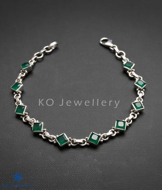 office wear jewellery silver and green-cubic zircon bracelet 