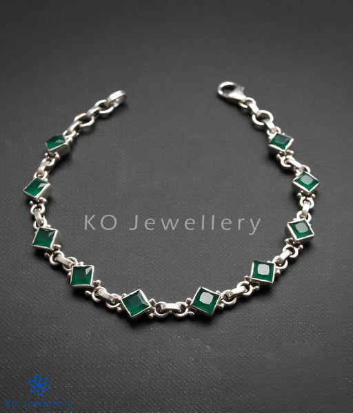 office wear jewellery silver and green-cubic zircon bracelet 