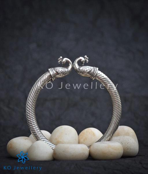 The Mayukhi Silver Peacock Bracelet