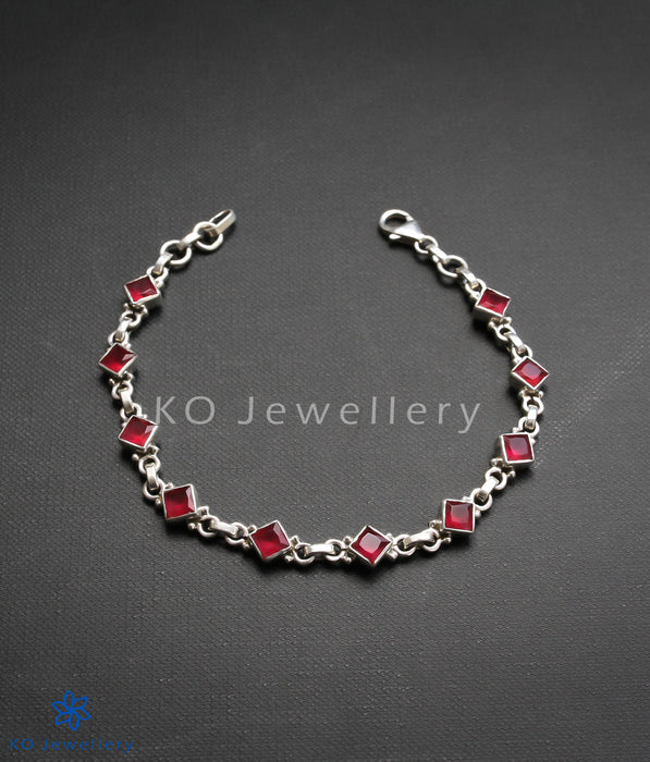 office wear jewellery silver and red zircon elegant bracelet
