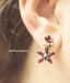 Handmade flower-shaped red zircon earrings