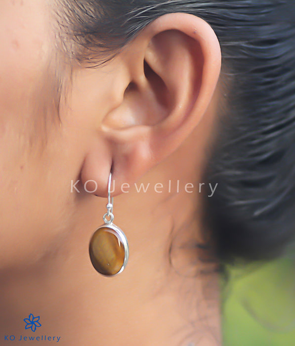 The Abhata Silver Gemstone Earrings (Tiger Eye)