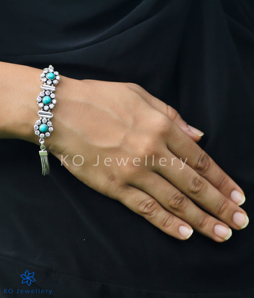 Handmade turquoise and silver bracelet for office wear