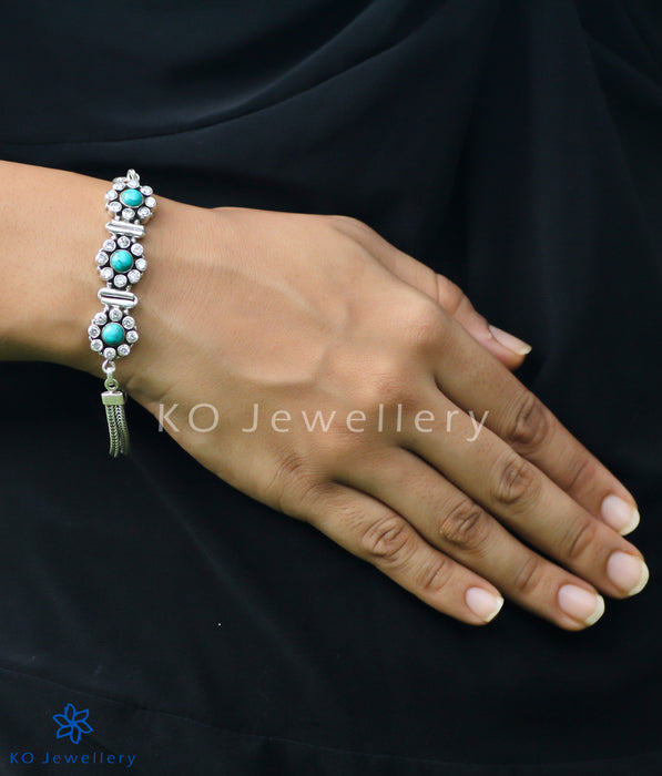 Handmade turquoise and silver bracelet for office wear