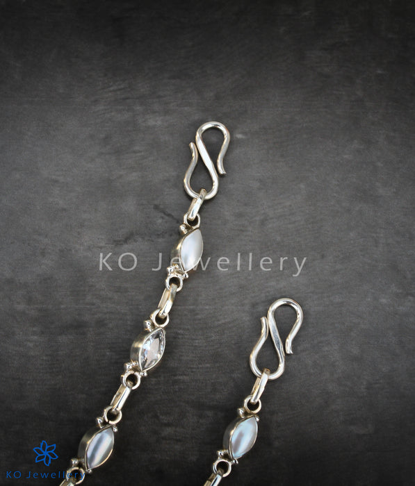 The Varna Silver Gemstone Anklets (Pearl/Zircon)