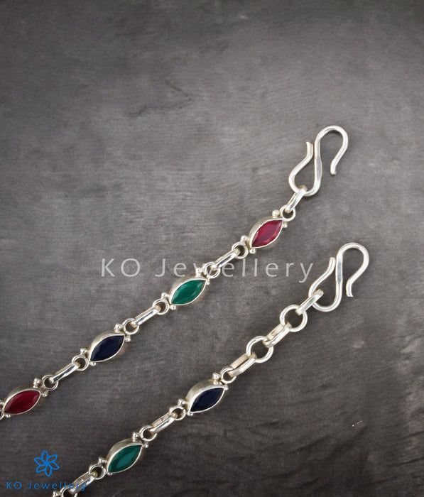Multicoloured silver anklets online at best price