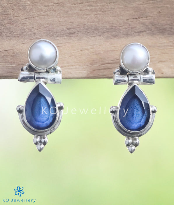 The Sia Silver Gemstone Earrings (Blue)
