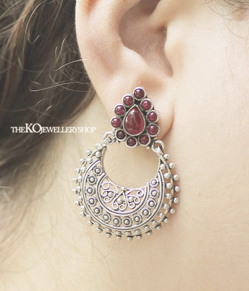 Purchase silver temple jewellery ethnic earrings online
