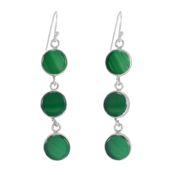 The Sarika Silver Green Gemstone Earrings