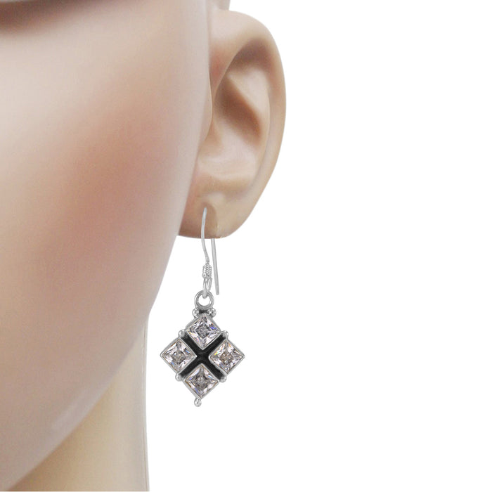 The Sahaj Silver Gemstone Earrings (White)