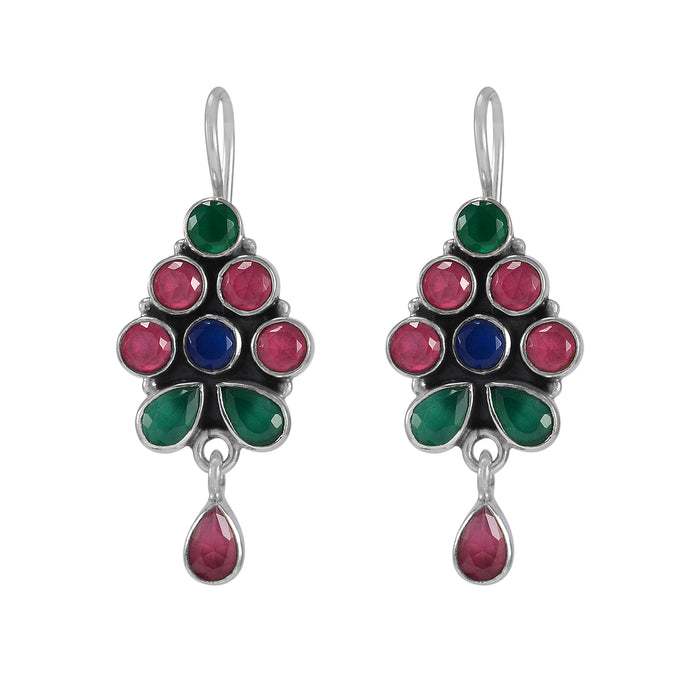 The Abhay Silver Gemstone Earrings (Multicolor)