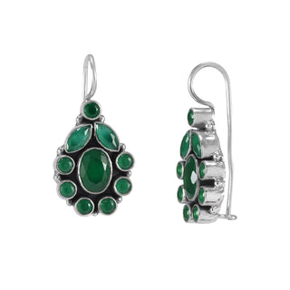The Trishala Silver Gemstone Earrings (Green)
