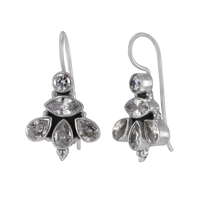 The Samar Silver Gemstone Earrings (White)
