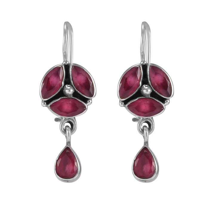 The Mita Silver Gemstone Earrings (Red)