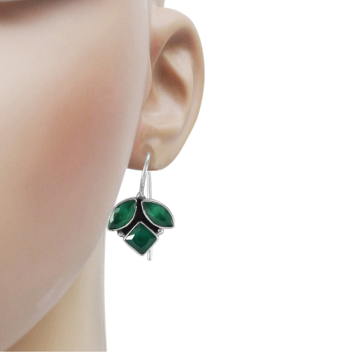 The Sahil Silver Gemstone Earrings (Green)
