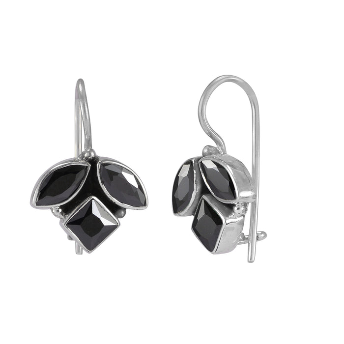 The Sahil Silver Gemstone Earrings (Black)