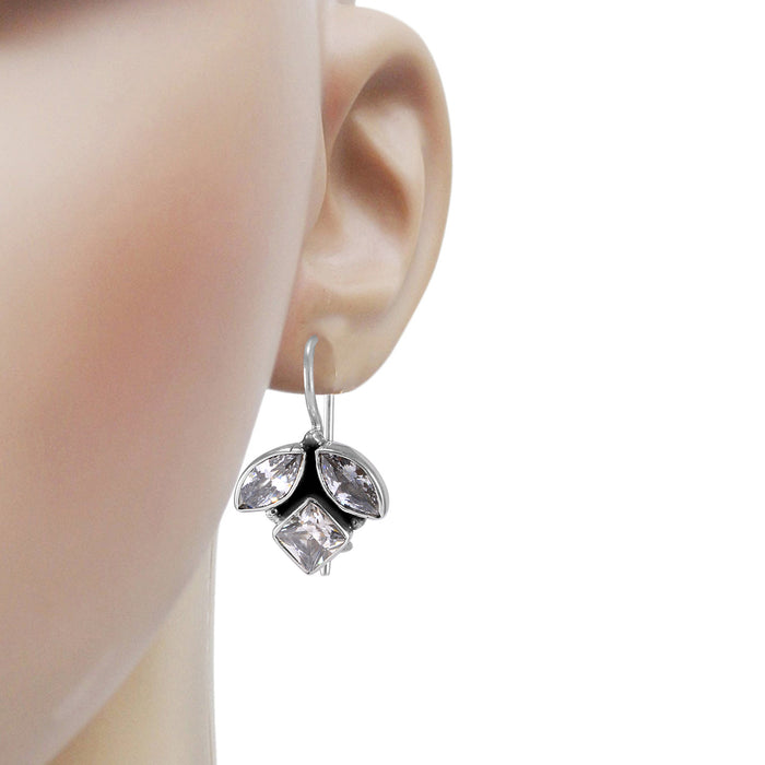 The Sahil Silver Gemstone Earrings (White)