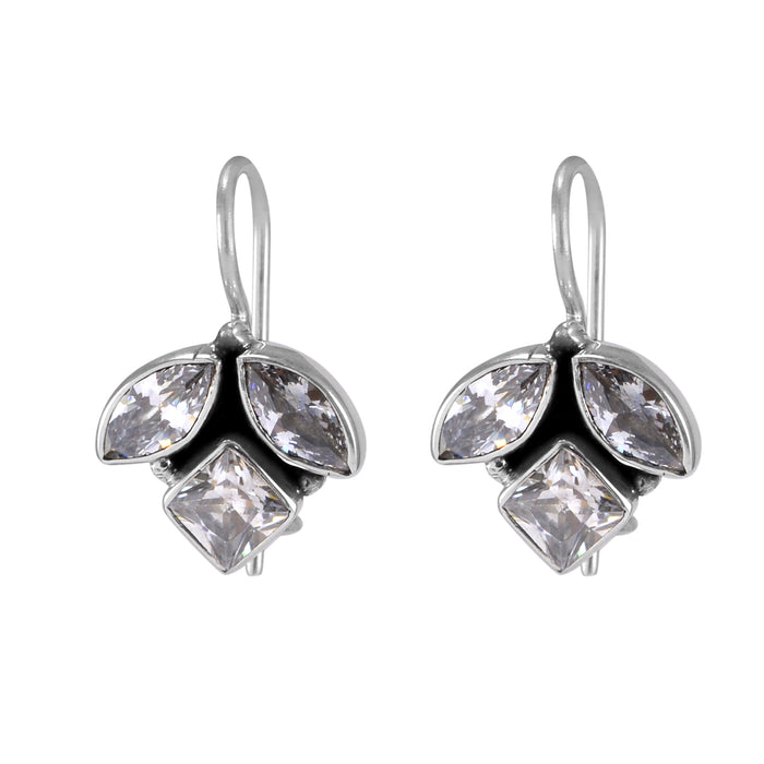The Sahil Silver Gemstone Earrings (White)