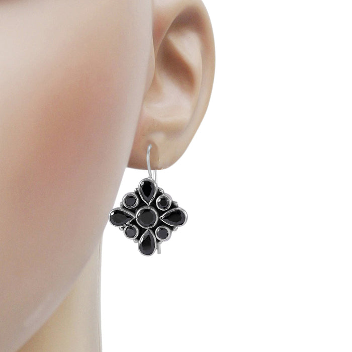The Anaita Silver Gemstone Earring (Black)