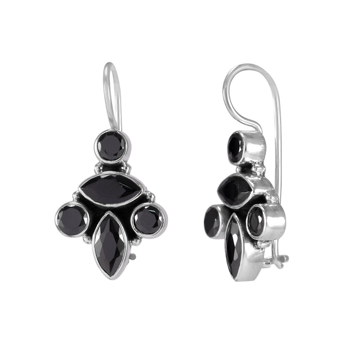 The Asma Silver Gemstone Earrings (Black)