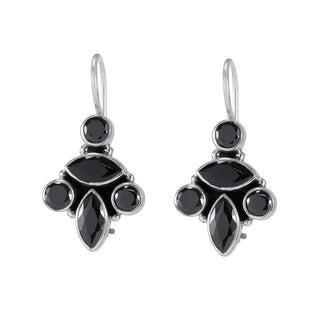 The Asma Silver Gemstone Earrings (Black)