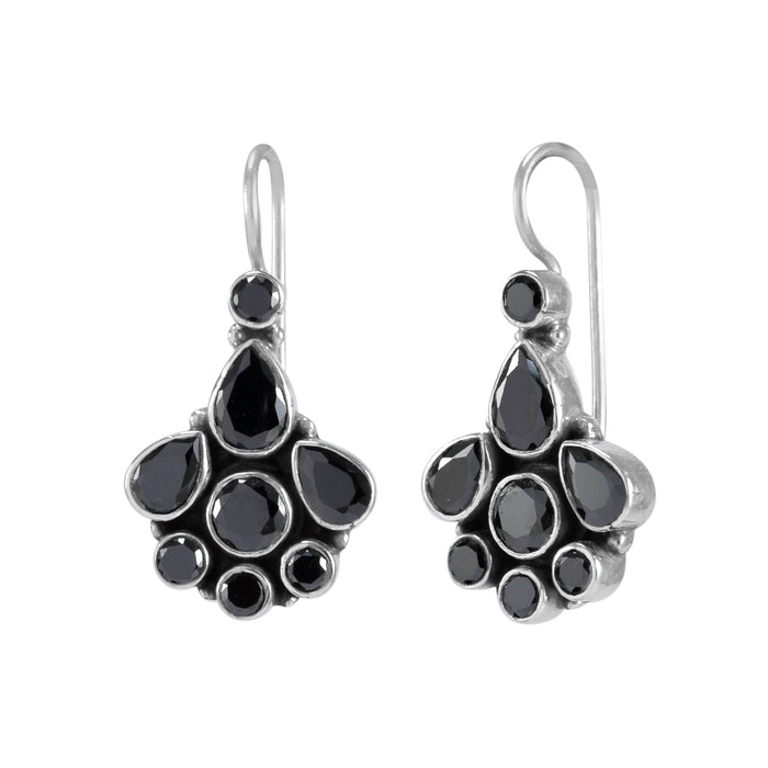 The Samay Silver Gemstone Earrings (Black)