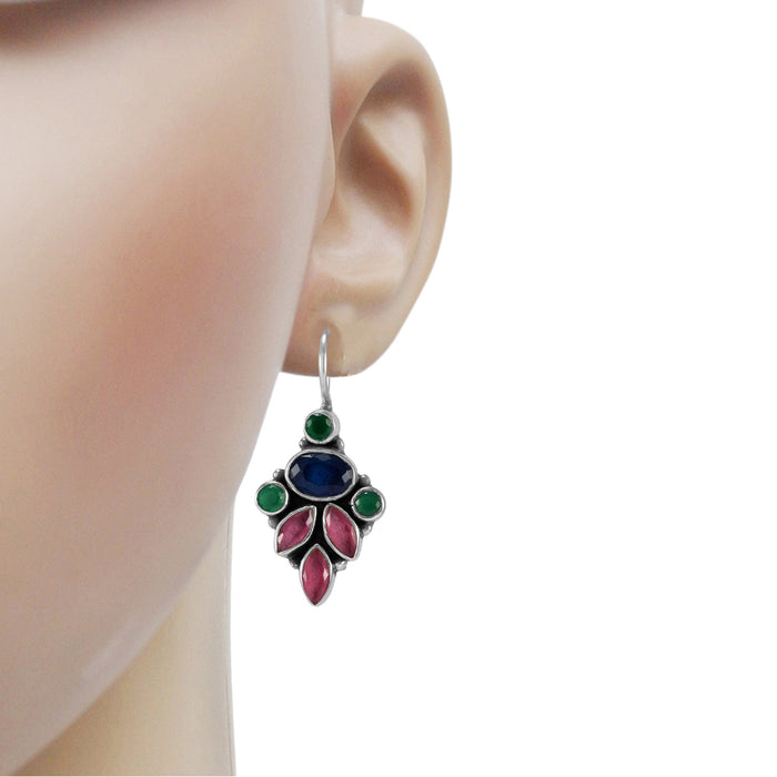 The Aadi Silver Gemstone Earrings (Multicolor)