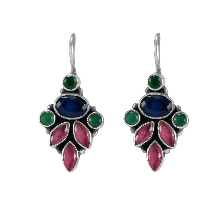 The Aadi Silver Gemstone Earrings (Multicolor)