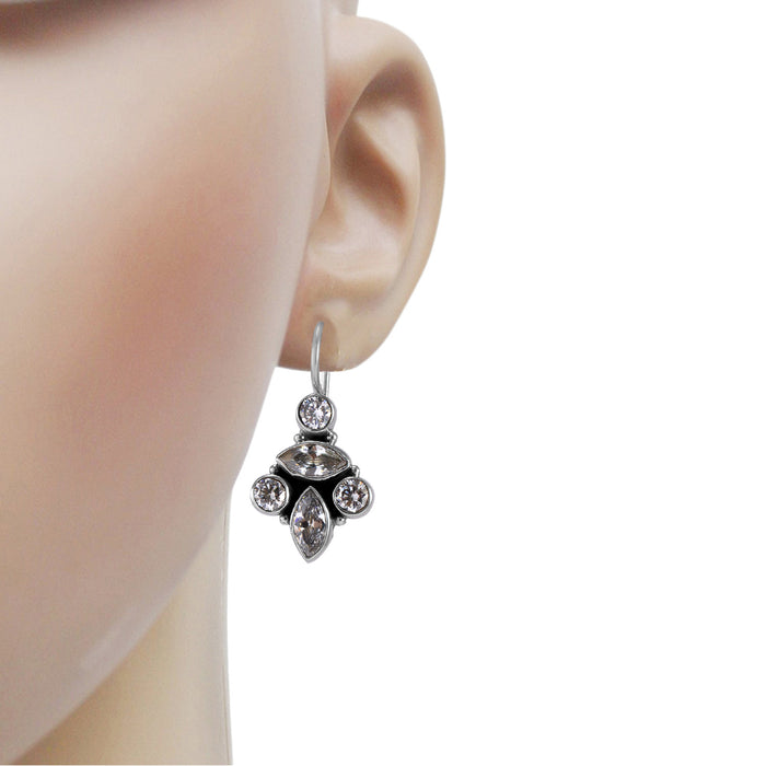 The Asma Silver Gemstone Earrings (White)