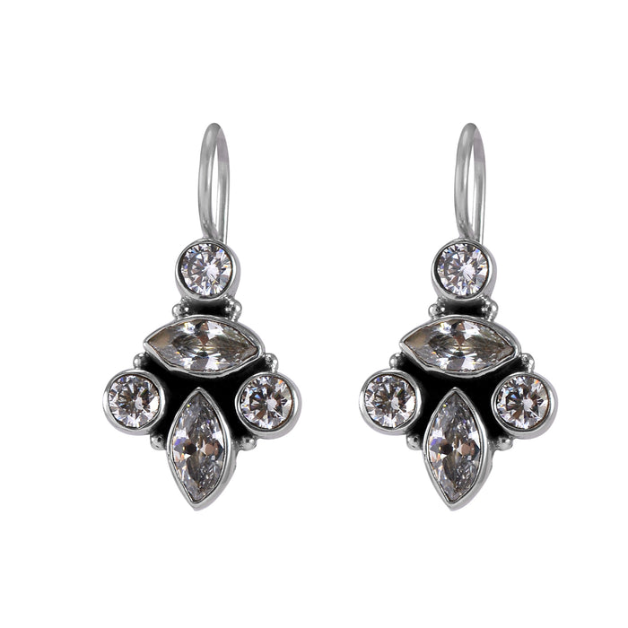 The Asma Silver Gemstone Earrings (White)
